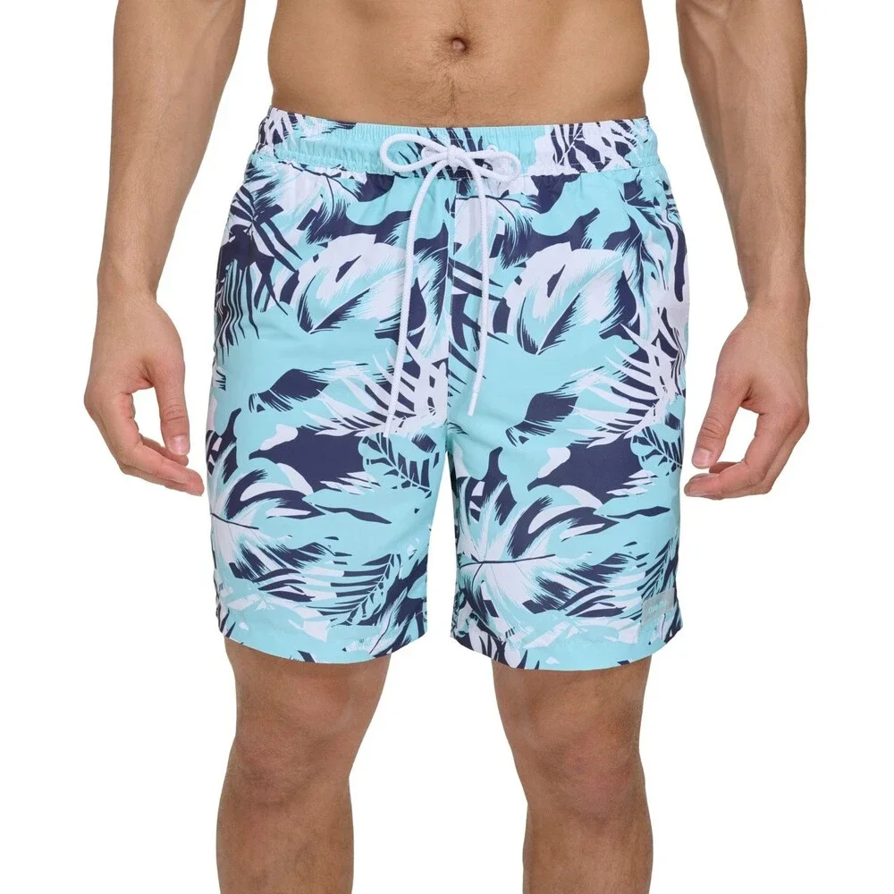 Calvin Klein Island Swim Trunks Mens XL Light Blue Camo Printed 7